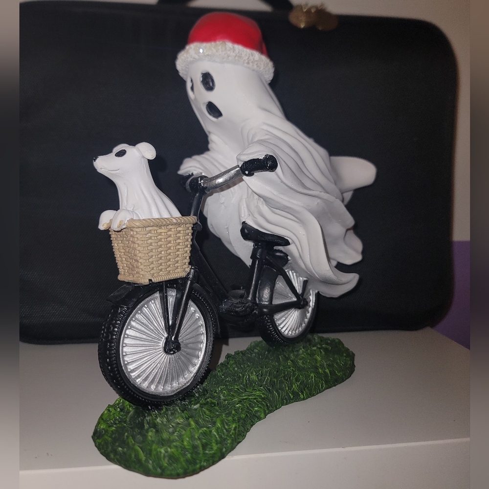 Ghost and Dog Figurine with Santa Hat